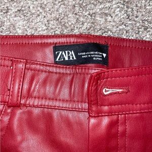 Zara Vibrant Red Leather Pants